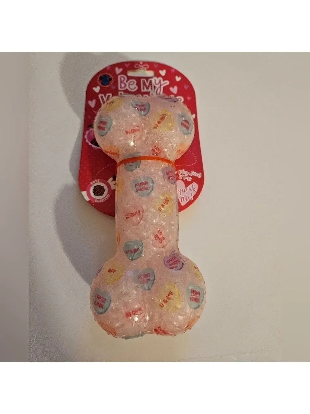 European Home Designs Squeaky Bone Dog Toy Rose Scented